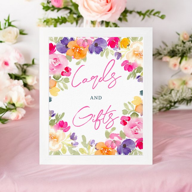 Boho summer pink floral bridal shower sign (Boho summer pink floral bridal shower sign)