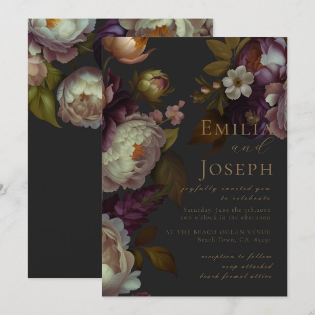 Boho Summer Rose Vintage aestethic Wedding Invitation (Front/Back)