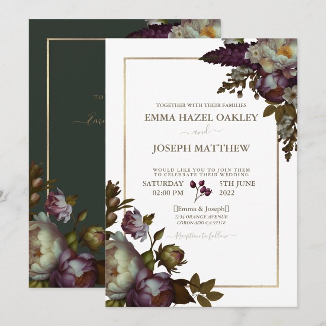 Boho Summer Rose Vintage aestethic Wedding Invitation (Front/Back)