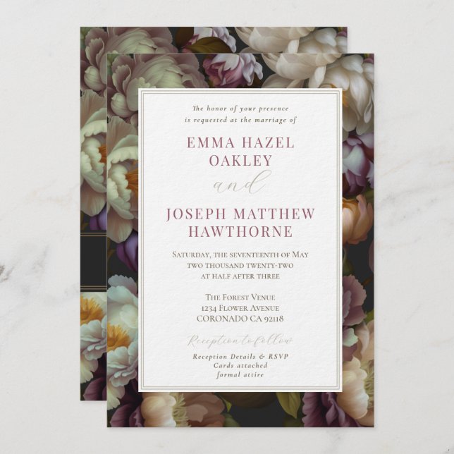 Boho Summer Rose Vintage aestethic Wedding Invitation (Front/Back)