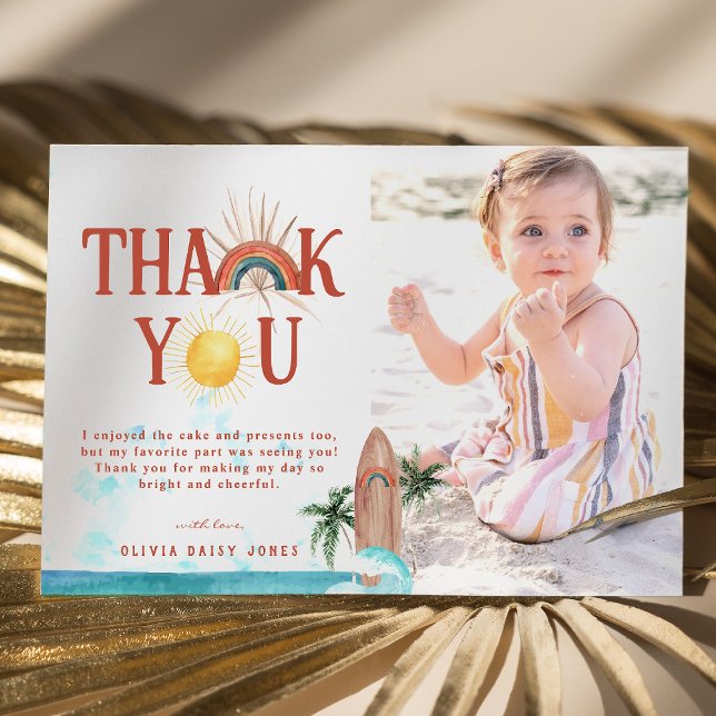 Boho Summer Surf | Photo Thank You Card (Creator Uploaded)