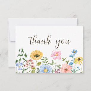 Boho Summer Wildflowers Thank You Card
