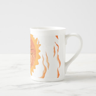 Boho Sun and Flames Ceramic Coffee Mug, Aesthetic Bone China Mug