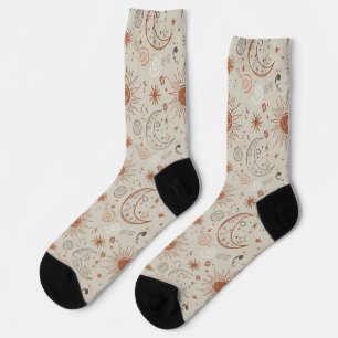 Boho Sun and Moon Pattern Socks