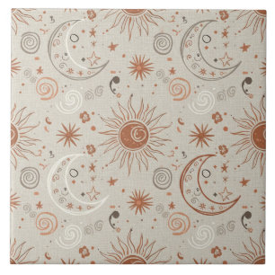 Boho Sun and Moon Pattern Tile