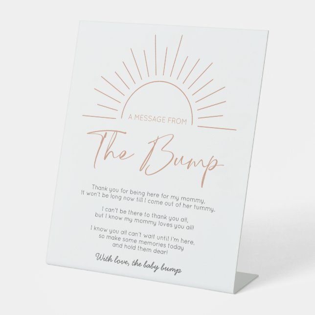 Boho Sun Baby Shower A Message From The Bump Pedestal Sign (Front)