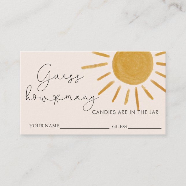 Boho Sun  Baby Shower Guess How Many Candies Enclosure Card (Front)