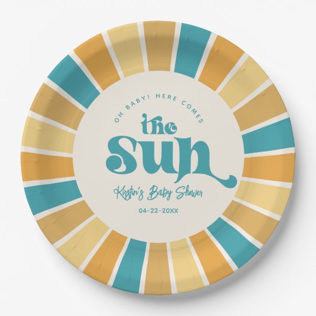 Boho Sun Baby Shower Paper Plates (Front)