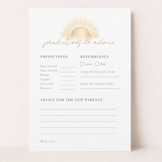 Boho Sun Baby Shower Predictions & Advice Game Invitation (Creator Uploaded)