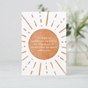 Boho Sun Baby Shower Thank You Card
