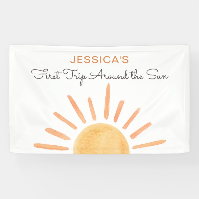 Boho Sun Backdrop Banner Little Sunshine Birthday (Horizontal)