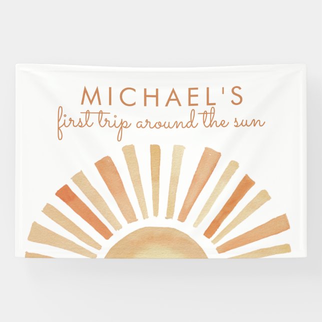Boho Sun Birthday, Sunshine 1st Birthday Backdrop Banner (Horizontal)