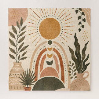Boho Sun & Botanical Art Jigsaw Puzzle