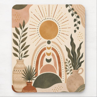 Boho Sun & Botanical Art Mouse Mat