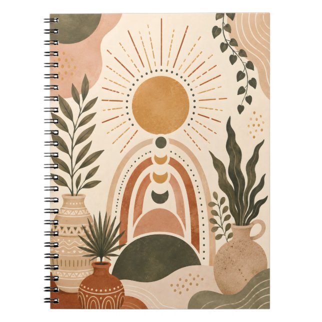 Boho Sun & Botanical Art Notebook (Front)