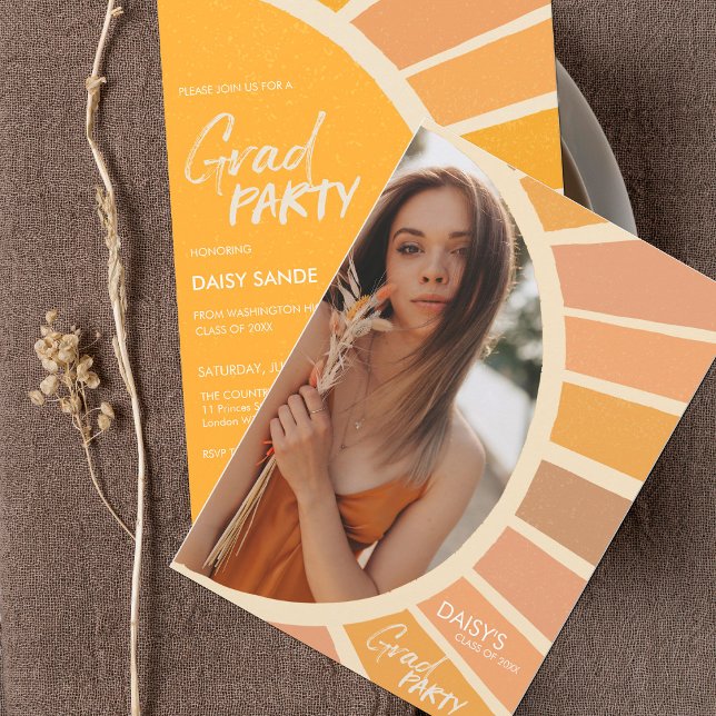 Boho Sun Class Graduation Party Photo Invitation (Creator Uploaded)
