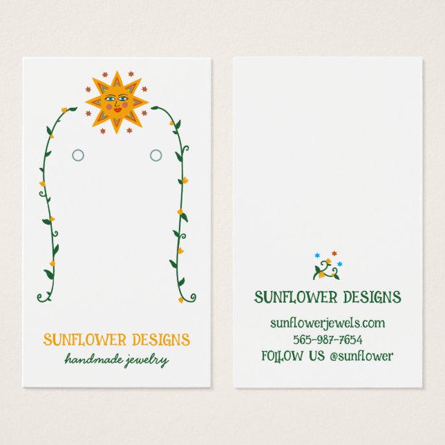 BOHO SUN Flowers Earring Jewellery Display Card (Front & Back)