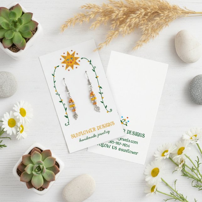 BOHO SUN Flowers Earring Jewellery Display Card (BOHO SUN Hand-drawn Flowers Earring Jewelry Display Card
)