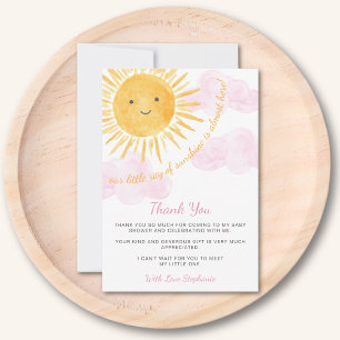 Boho Sun Girl's Baby Shower Thank You Card