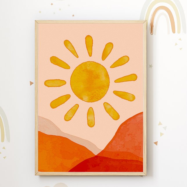 Boho Sun Kids Room Poster Cute Nursery Print (Creator Uploaded)