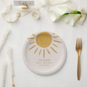 Boho Sun Minimalist Baby Shower Paper Plate