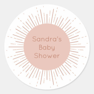 Boho Sun Modern Baby Shower Classic Round Sticker