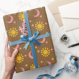 Boho Sun & Moon Celestial Wrapping Paper