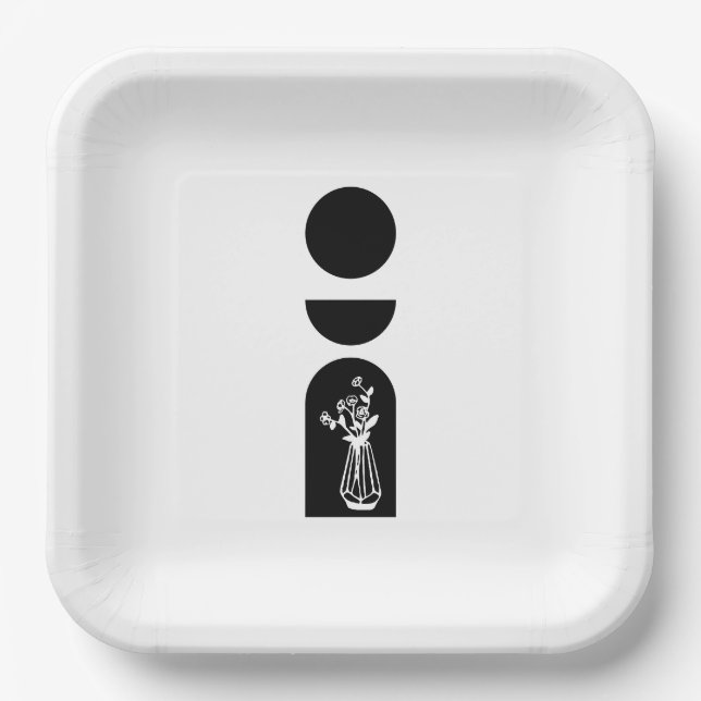 Boho Sun Moon Flower Pot boho bohemian Paper Plate (Front)