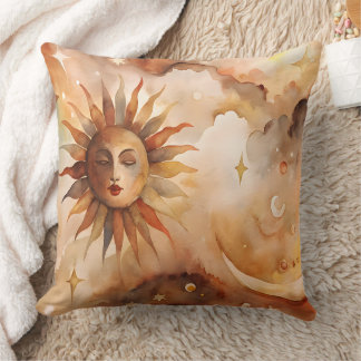 Boho Sun & Moon | Minimal Celestial Decor for Home Cushion