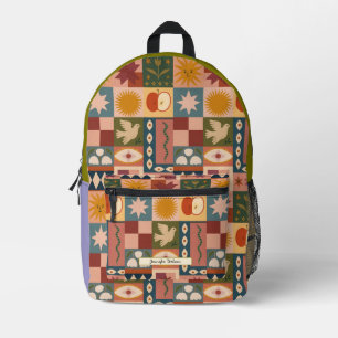 Boho Sun & Moon Pattern Printed Backpack