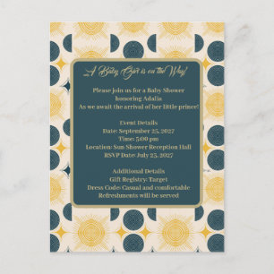 Boho Sun Moon Stars Blue Yellow Postcard