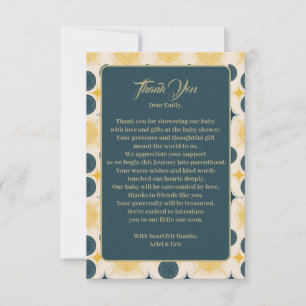 Boho Sun Moon Stars Blue Yellow Thank You Card