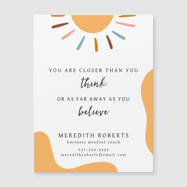 Boho Sun Motivational Quote Business Magnet (Front)
