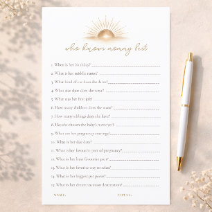 Boho Sun Neutral Baby Shower Who Knows Mummy Best