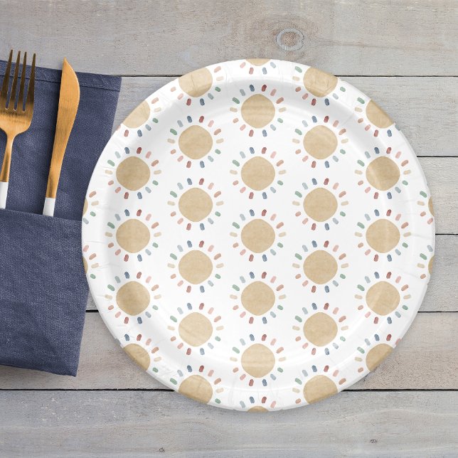 Boho Sun Paper Plate (Boho Sun Baby Shower Paper Plates
)