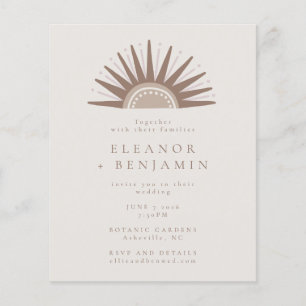 Boho Sun Taupe Unique Budget Wedding Invitation