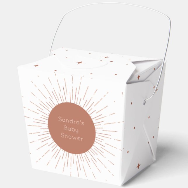 Boho Sun Terracotta Baby Shower Favour Box (Front)