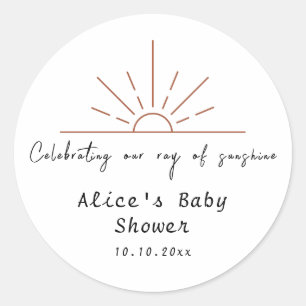 Boho Sun Thank You Baby Shower Anniversary  Classic Round Sticker
