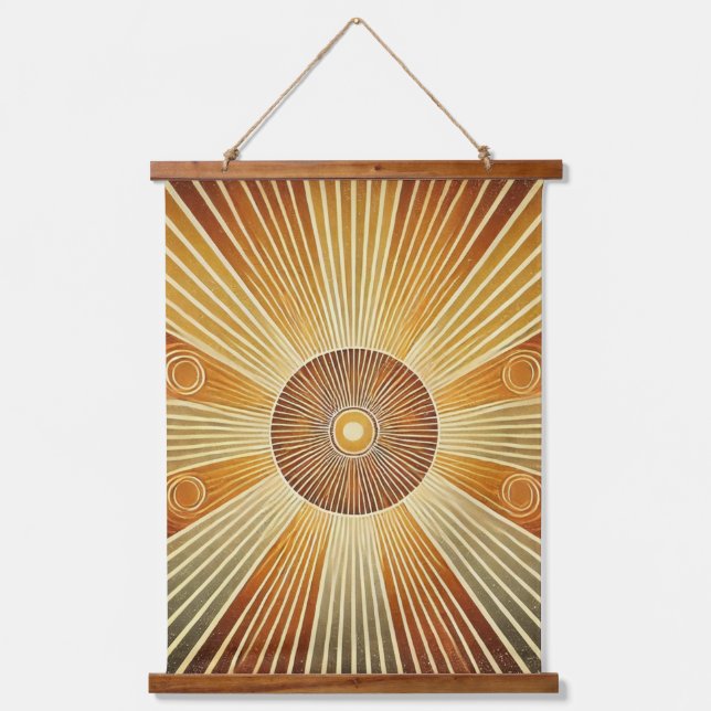 "Boho Sun Wall Tapestry – Golden Sunburst with Ear (Front)