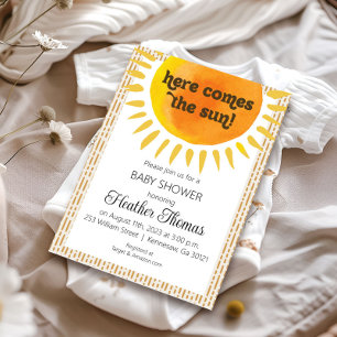 Boho Sun Watercolor Baby Shower Invitation