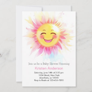 Boho Sunflower Blooms Girl Baby Shower Invitation
