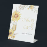 Boho Sunflower Bridal Shower Cards & Gifts Pedestal Sign<br><div class="desc">Elevate your welcome table with this Petals & Prosecco cards and gifts sign—where function meets floral charm. Featuring a watercolor-inspired arrangement of sunflowers, wheat, and prosecco flutes, this piece effortlessly sets the tone for a celebration rooted in joyful elegance. A soft yet spirited design element, it's perfect for bridal showers,...</div>