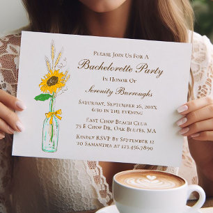 Boho Sunflower Country Yellow Floral Bachelorette Invitation