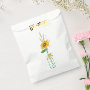 Boho Sunflower Country Yellow Floral Wedding Favour Bags