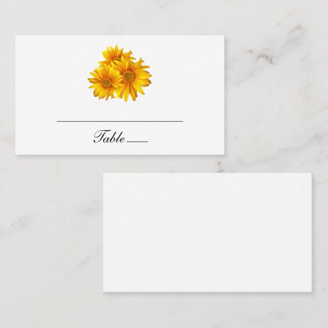 Boho Sunflower Country Yellow Floral Wedding Party Place Card (Front/Back)