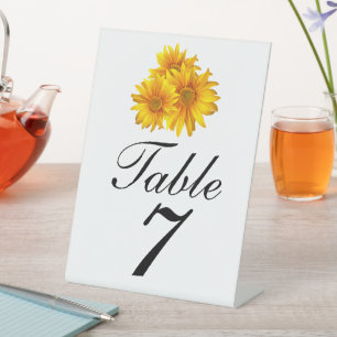 Boho Sunflower Country Yellow Floral Wedding Pedestal Sign