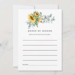Boho Sunflower Eucalyptus Bridal Shower Advice Card