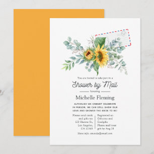 Boho Sunflower Eucalyptus Bridal Shower by Mail Invitation