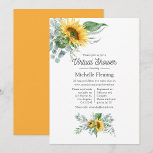 Boho Sunflower Eucalyptus Virtual Baby Shower Invitation