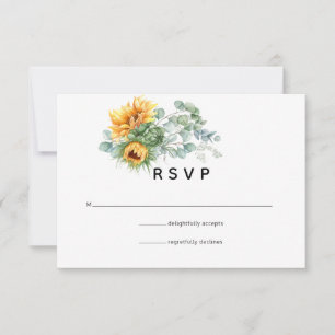 Boho Sunflower Eucalyptus Wedding RSVP Card